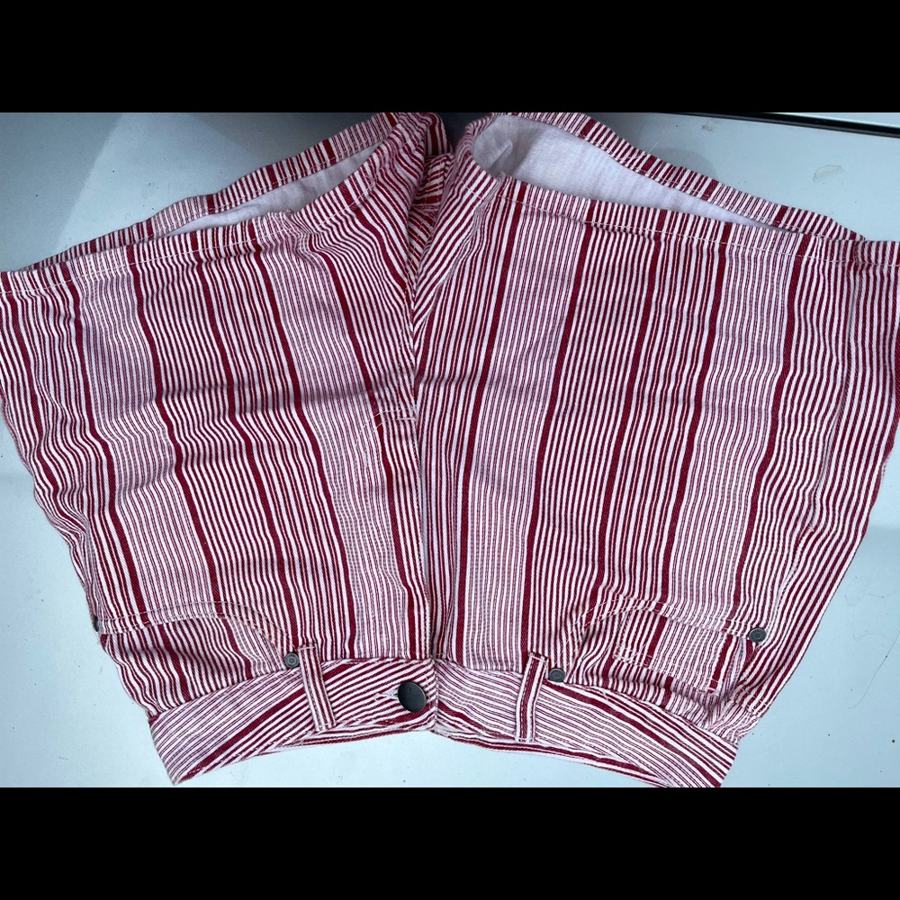 Red/White striped high waisted shorts- Cotton On